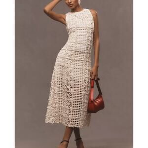 Nordstrom Endless Rose Sleeveless Textured Lace Midi Dress Ivory Size Large NWT